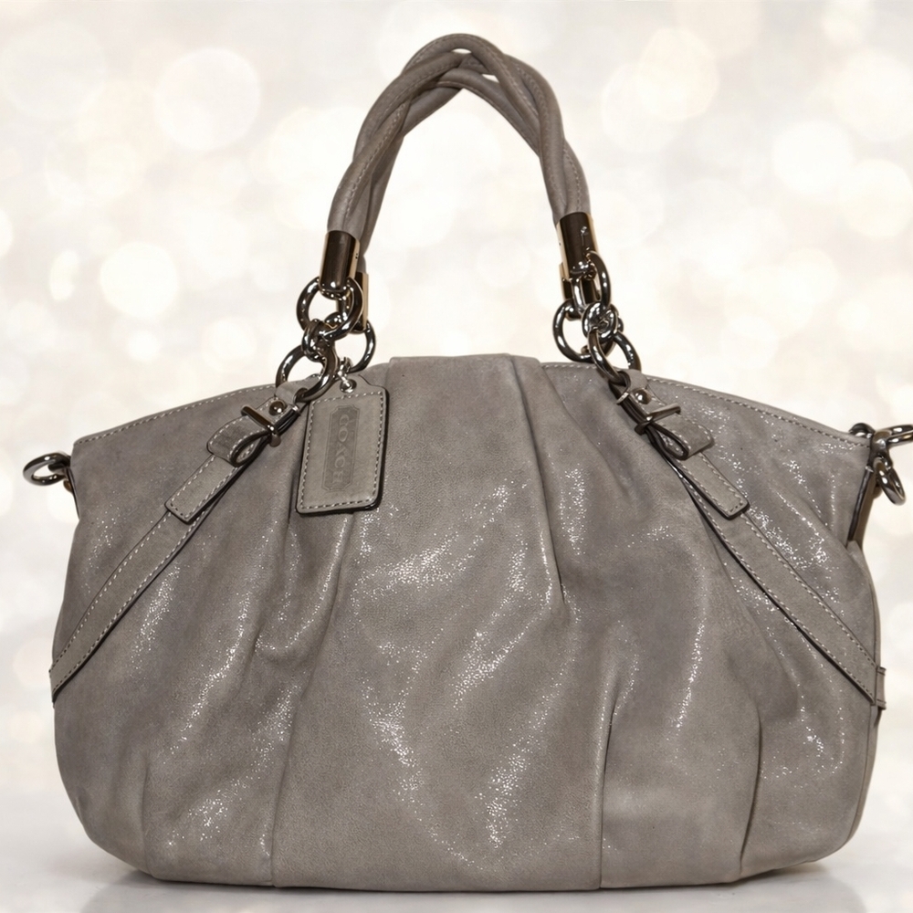 Coach- 2012 Madison Sophia Satchel- Grey Iridescent With Lavender Satin Interior